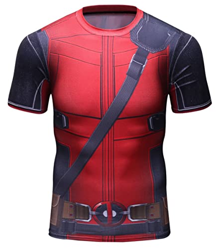 Deadpool Mens 3D Digital Printing Short Sleeve T-Shirt