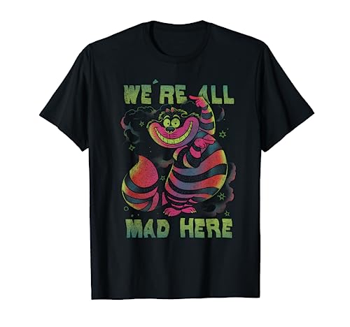 Alice In Wonderland Cheshire Cat Neon All Mad Here Short Sleeve T-Shirt