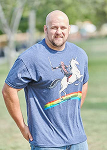 Marvel unisex adult Deadpool Riding a Unicorn on Rainbow T-shirt novelty t shirts