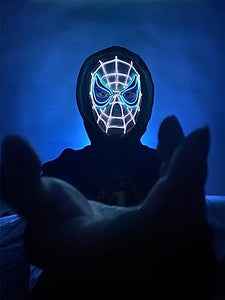 RIDDIM Spider Led Mask for Kids, Super Hero Cosplay, Light up Scary Scream Mask for Carnival, Halloween