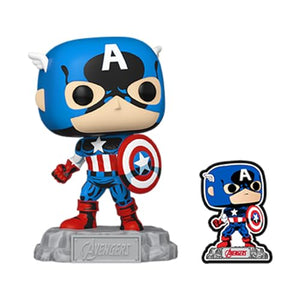 Funko Pop! & Pin: The Avengers: Earth's Mightiest Heroes - 60th Anniversary, Captain America with Pin, Amazon Exclusive