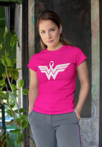 Kropsis Superhero Ribbon Pink Logo - Breast Cancer Awareness Support Women's T-Shirt, XL, Black