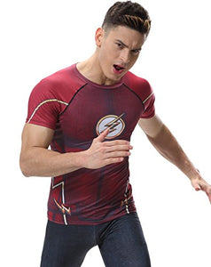 Red Speedster Men's Compression Tight Fitness Shirt, Lightning Armor Sports T-Shirt