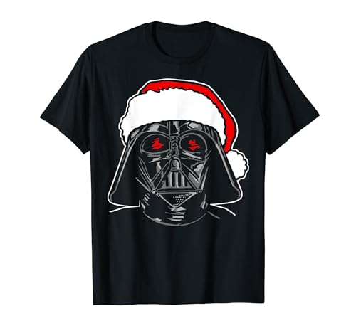 Star Wars Christmas Darth Vader Santa Hat Sketch Disney+ T-Shirt