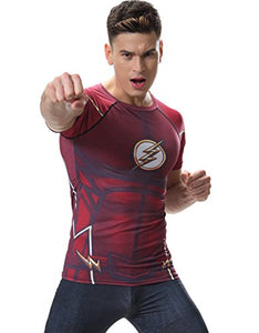 Red Speedster Men's Compression Tight Fitness Shirt, Lightning Armor Sports T-Shirt