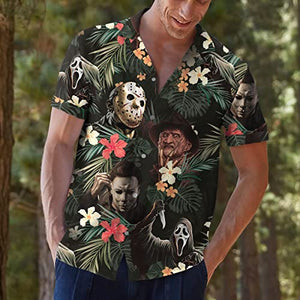 Vintage Version Funny Horror Halloween Hawaiian Shirts for Men Women Tropical Casual Short Sleeve Button Shirt 3