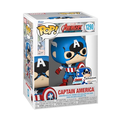 Funko Pop! & Pin: The Avengers: Earth's Mightiest Heroes - 60th Anniversary, Captain America with Pin, Amazon Exclusive