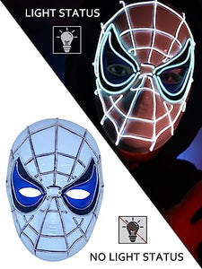 RIDDIM Spider Led Mask for Kids, Super Hero Cosplay, Light up Scary Scream Mask for Carnival, Halloween