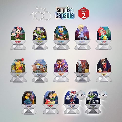 YuMe Official Disney 100 Surprise Mystery Capsules Blind Box with Surprise Pixar Characters Gift Figurines Toys - Series 2, 2 Pack