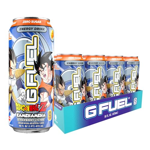 G Fuel Kamehameha Strawberry Lychee Flavored Energy Drink Dragon Ball Z, 16 oz Can, 12-pack