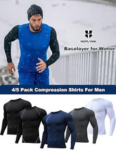 5-Pack Men's Compression Shirts - Long Sleeve Athletic Cold Weather Base layer for Sports - Black, White, Blue, Gray