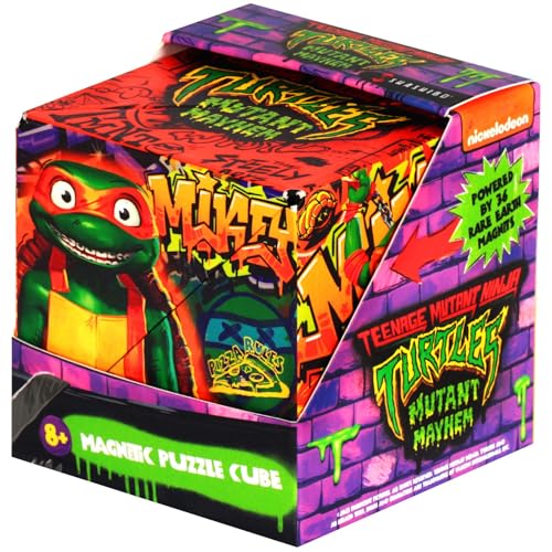Shashibo Teenage Mutant Ninja Turtles Shape Shifting Box - Award-Winning, Patented Magnetic Puzzle Cube w/36 Rare Earth Magnets -Fidget Cube Transforms Into Over 70 Shapes (Mikey Series 2)