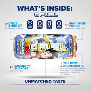 G Fuel Kamehameha Strawberry Lychee Flavored Energy Drink Dragon Ball Z, 16 oz Can, 12-pack