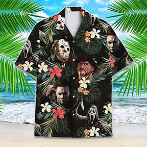 Vintage Version Funny Horror Halloween Hawaiian Shirts for Men Women Tropical Casual Short Sleeve Button Shirt 3