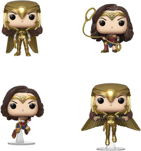 Funko Heroes: POP! Wonder Woman 1984 Collectors Set - Gold Power Pose, Gold Flying Pose, Wonder Woman with Lasso, Wonder Woman Flying