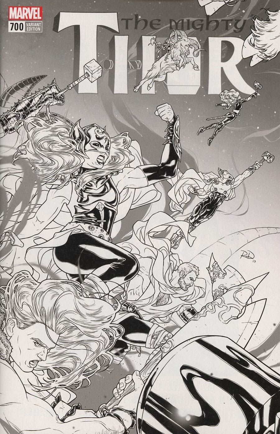 Mighty Thor Vol 2 #700 Cover I Incentive Russell Dauterman Wraparound Black & White Cover (Marvel Legacy Tie-In) (1st Print)