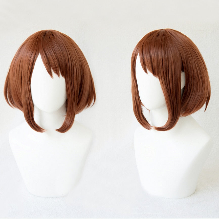 My Hero Academia Uraraka Ochako Brown Wig + Cap